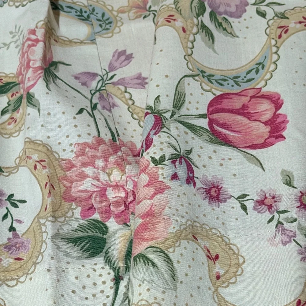 Floral‎ Curtains valance with Pink and Green Accents 60” length 20” width